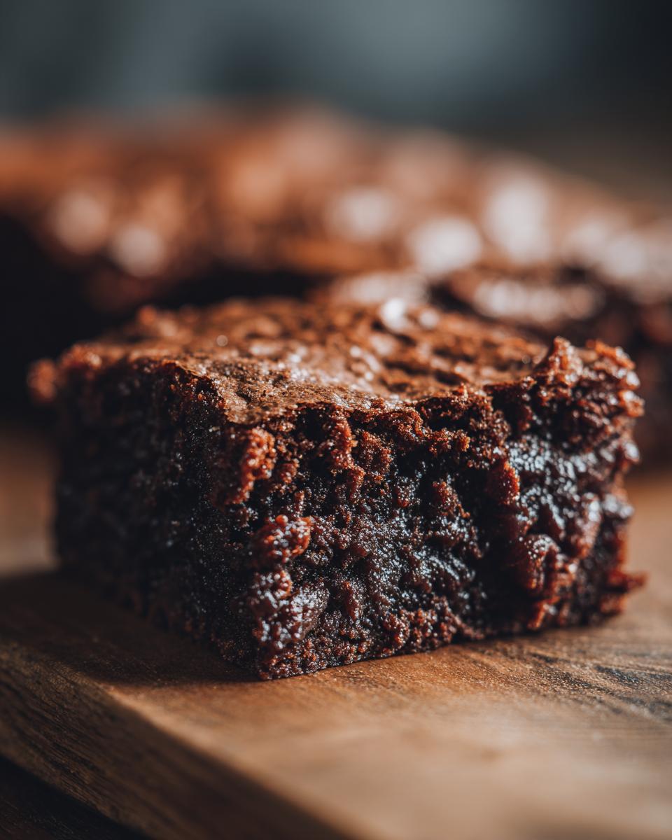Nahaufnahme eines Stücks saftigen Schokokuchen Rezept auf einem Holzbrett.
