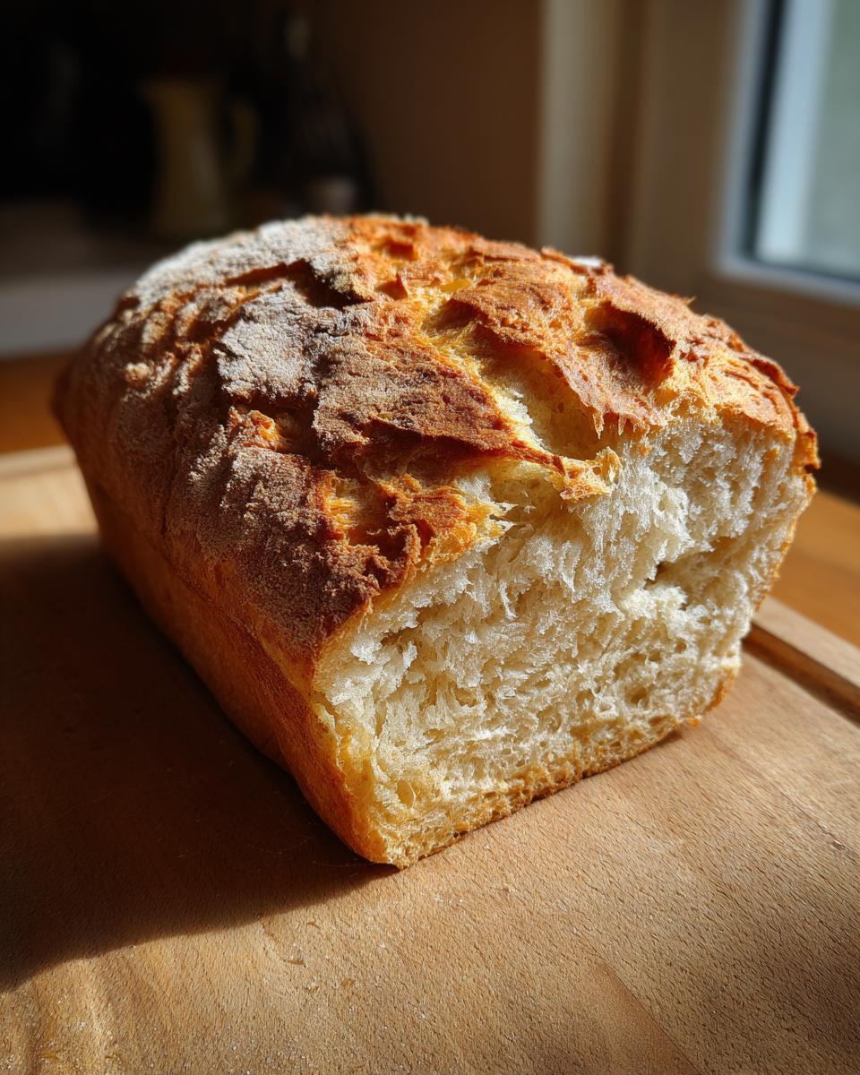 Frisches Schnelles Airfryer-Brot nach Jamie Oliver, angeschnitten auf einem Holzbrett.