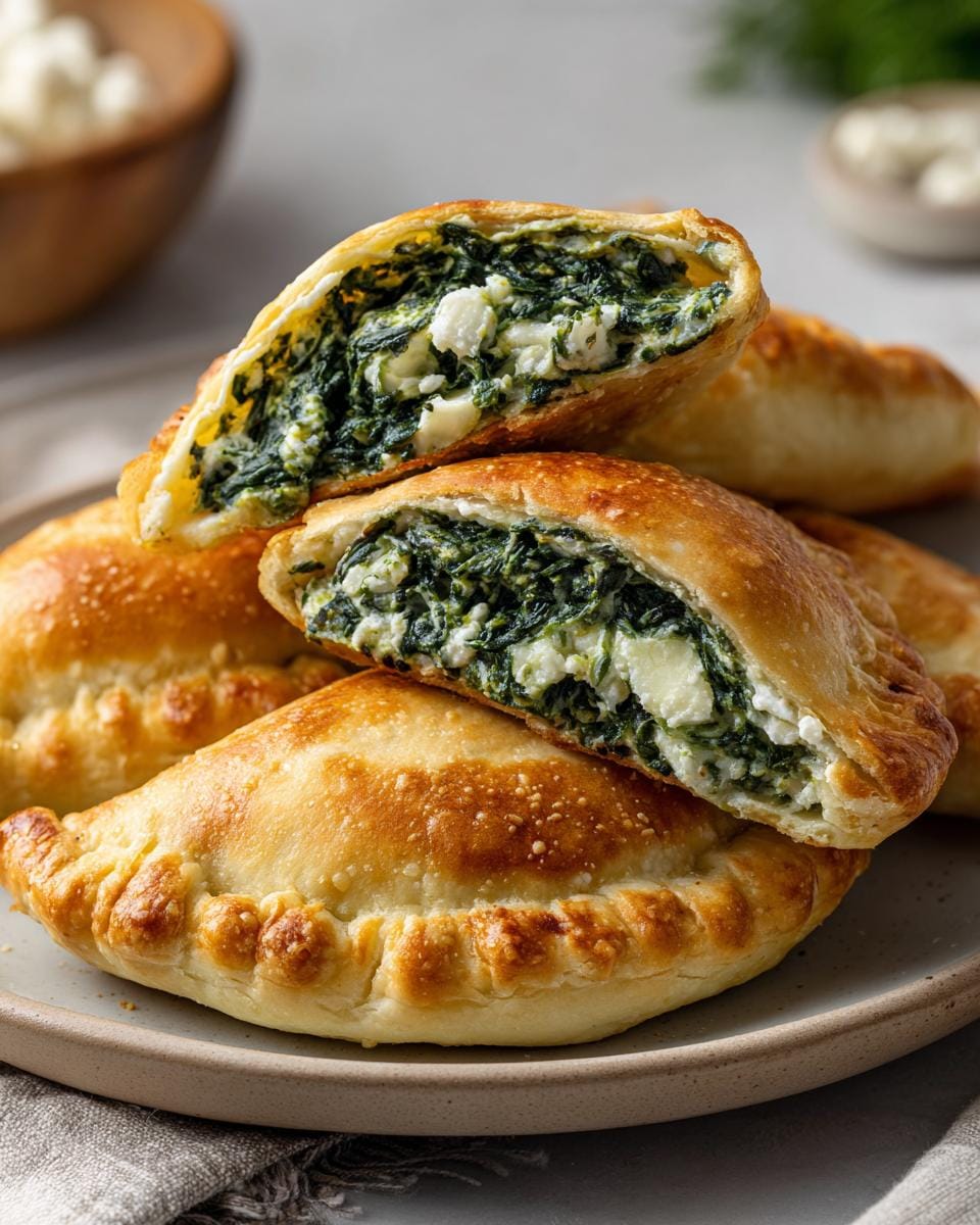 Close-up of Vegane Kartoffeltaschen mit Spinat-Frischkäse-Füllung, showing the spinach and vegan cream cheese filling.