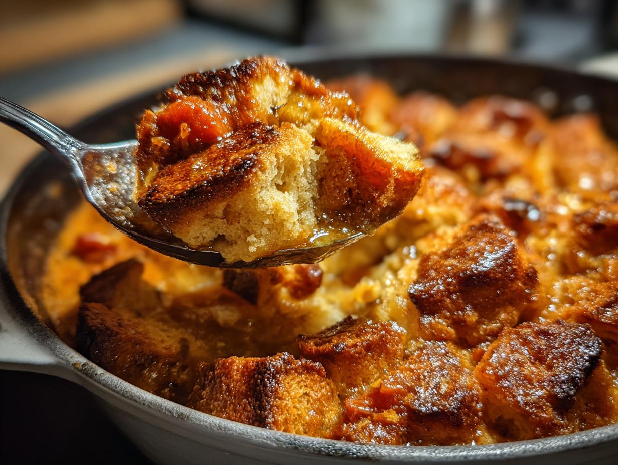 A spoonful of tender Butterzartes Rahmgulasch mit Serviettenknödel, showing the soft bread dumplings and rich sauce.