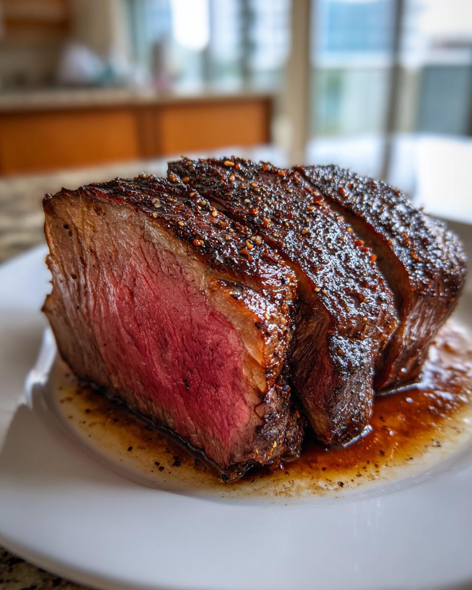 Nahaufnahme von Der einfachste Weihnachtsbraten der Welt, perfekt gebraten mit einer knusprigen Kruste und saftigem Kern.