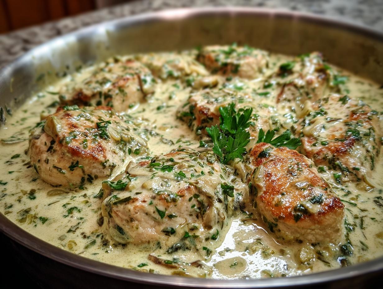 Puten-Medaillons in Lauch-Sahne-Sauce, zartes Fleisch in cremiger Sauce mit Kräutern.