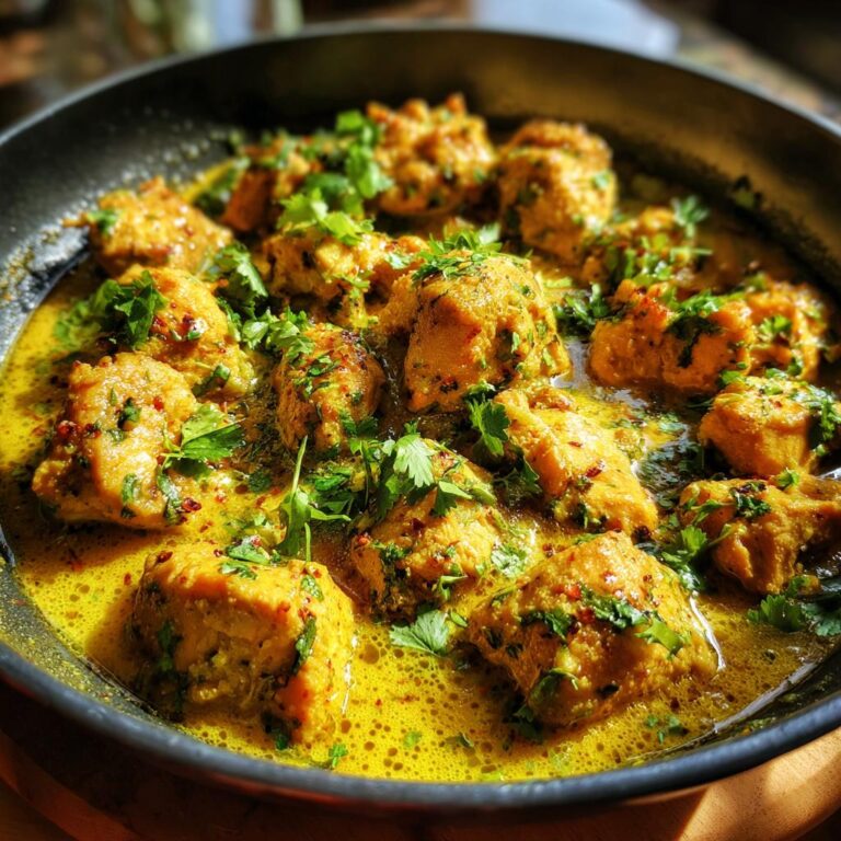 Nahaufnahme von saftigen Fleischbällchen in einer cremigen Currysauce, garniert mit frischer Petersilie. Rezepte mit Fleisch.