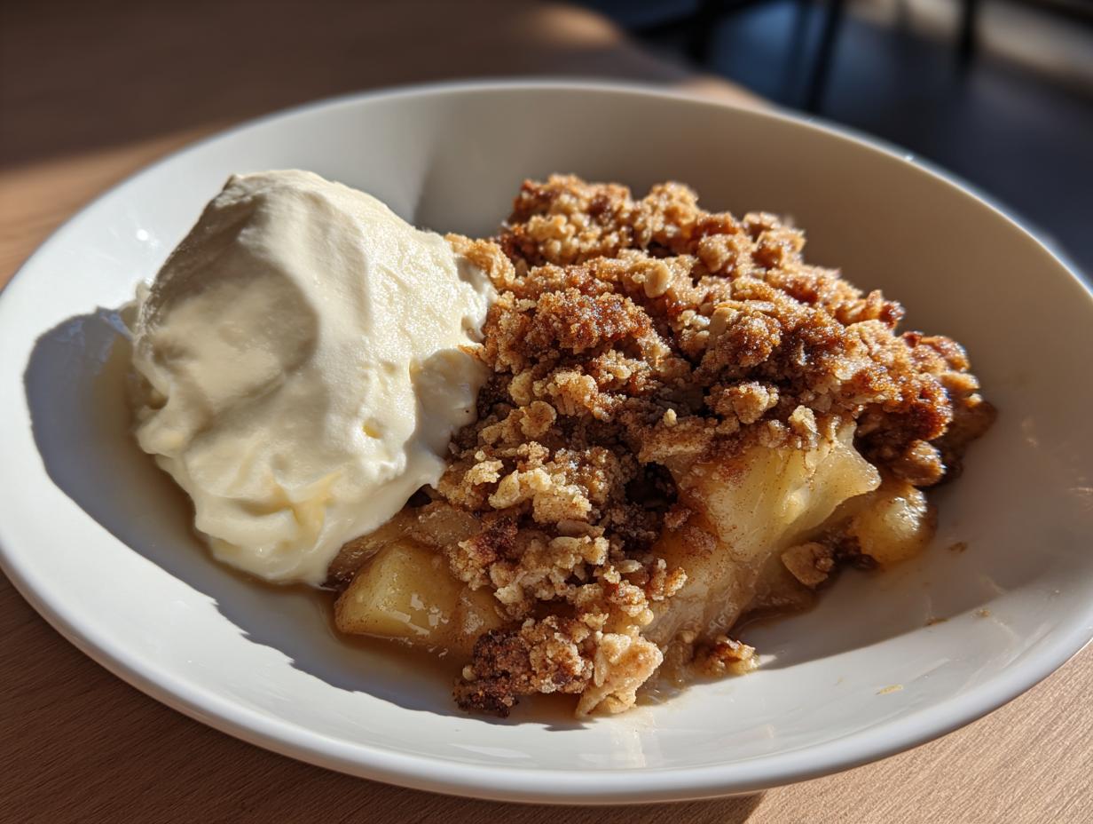 Bratapfel Crumble auf Zimtcreme - Featured