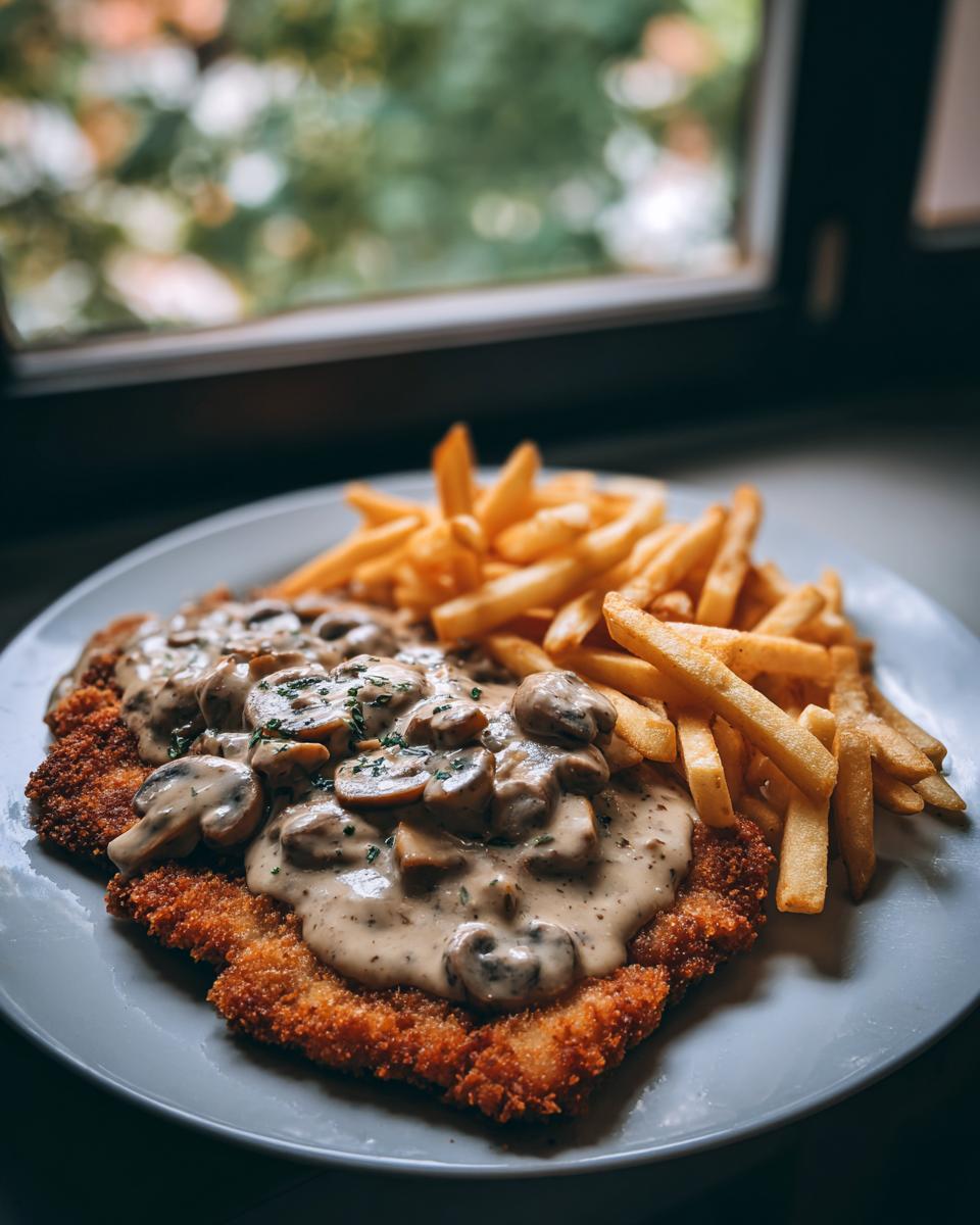 Jägerschnitzel mit Jägersoße  mit Pommes & Champignons - Other 1