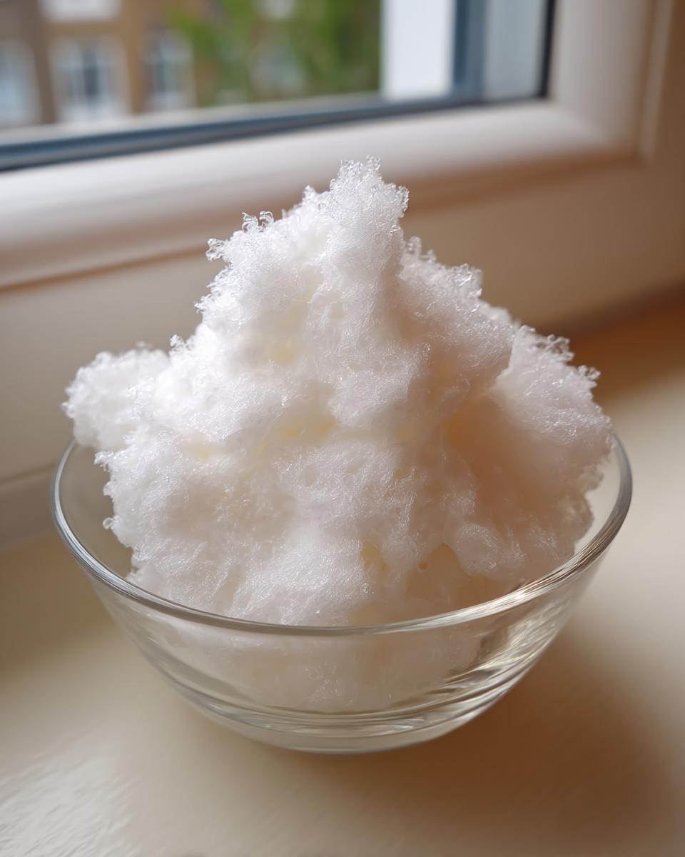 Nahaufnahme von steif geschlagenem Eischnee, der in einer kleinen Glasschale für die ZAUBERCREME bereitsteht.