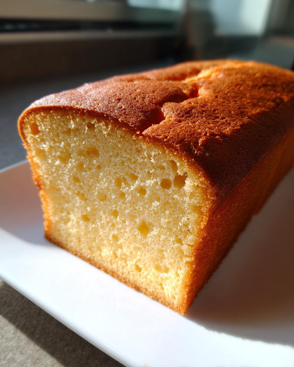 Nahaufnahme des goldbraun gebackenen Hoher Biskuitboden zum zweifachen Teilen mit luftiger Krume.