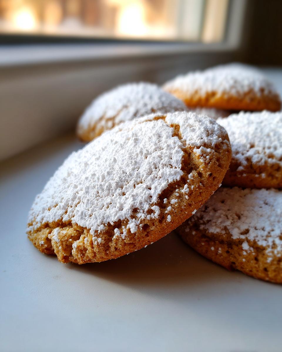 Nahaufnahme von mehreren goldbraunen Wiener Plätzchen, großzügig mit Puderzucker bedeckt.