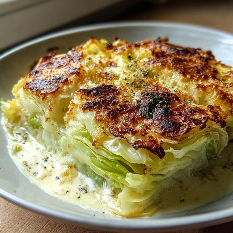 Nahaufnahme von Cremig überbackener Spitzkohl mit einer knusprigen, goldbraunen Café de Paris Kruste.