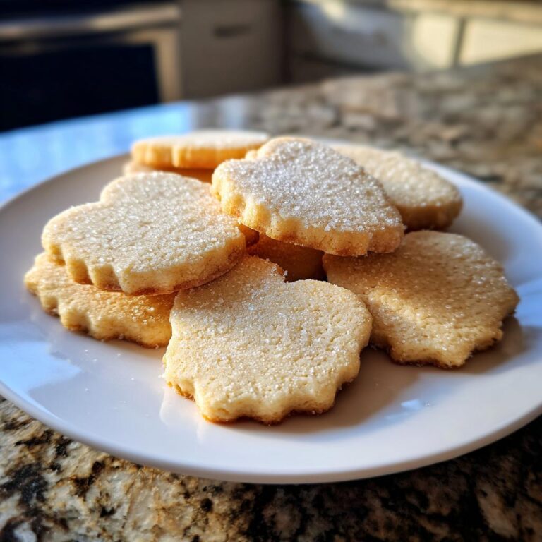 Ein Teller voller goldbrauner Einfache Vanillekekse, bestreut mit grobem Zucker.