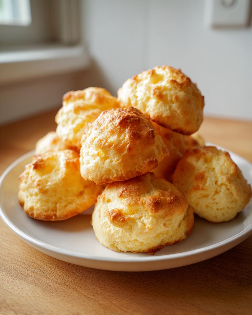 Ein Stapel goldbrauner, luftiger Butterwölkchen auf einem weißen Teller, bereit zum Genuss.