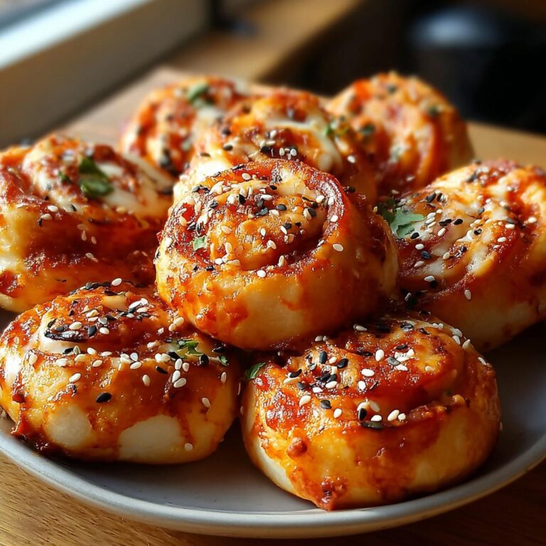 Nahaufnahme von mehreren saftigen Herzhaftes Fingerfood Pizza Bällchen, bestreut mit Sesam.