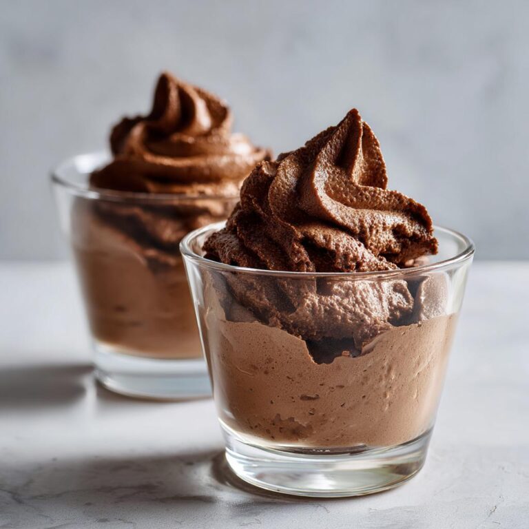 Zwei Gläser mit luftiger Schokoladenmousse, ideal für Valentinstagsrezepte für Verliebte.