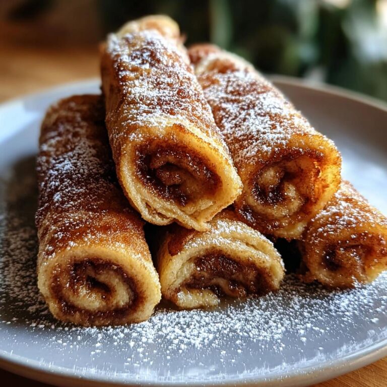 Nahaufnahme von mehreren Zimtrollen-Französischer Toast Roll Ups, bestäubt mit Puderzucker auf einem grauen Teller.