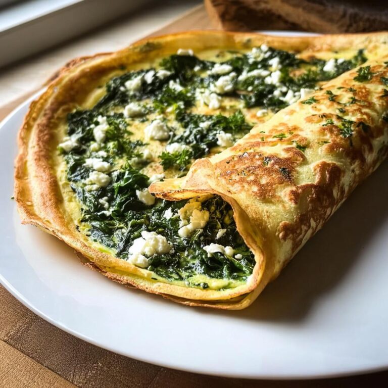 Gefüllter Eierpfannkuchen mit Spinat und Feta, eine schnelle Spinat-Feta-Pfanne mit Reis-Beilage.